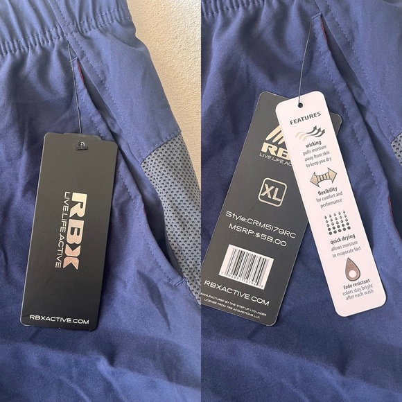 NWT RBX Active Men’s Training Shorts 7” Inseam XL Blue - Picture 4 of 12